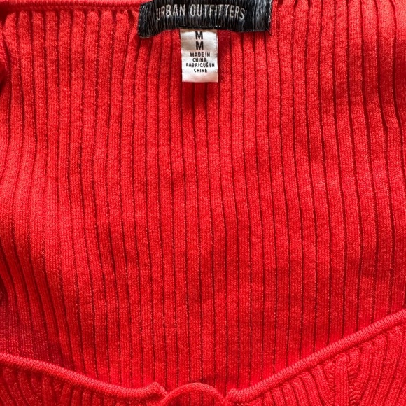 Red Ribbed Long Sleeve Knit Top - Picture 5 of 5